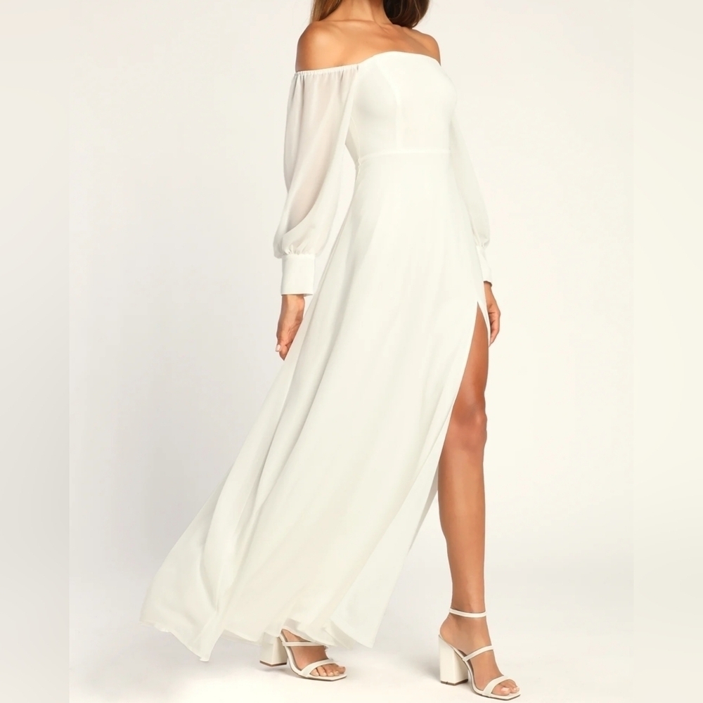 Lulus Feel the Romance White Off-the-Shoulder Maxi Dress, Size XL